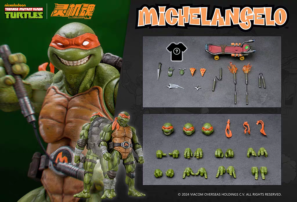 【 In Stock 】 Authorized TMNT Ninja Turtles Orange Turtles Michelangelo 1/12 Mobile Doll