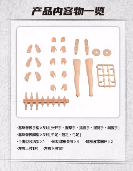 【Pre-Order】Chenji Research & Development Chenji Body i 1/12 Mecha Girl Universal Overmolded Body Accessory Pack/Hand and Foot Expansion Pack