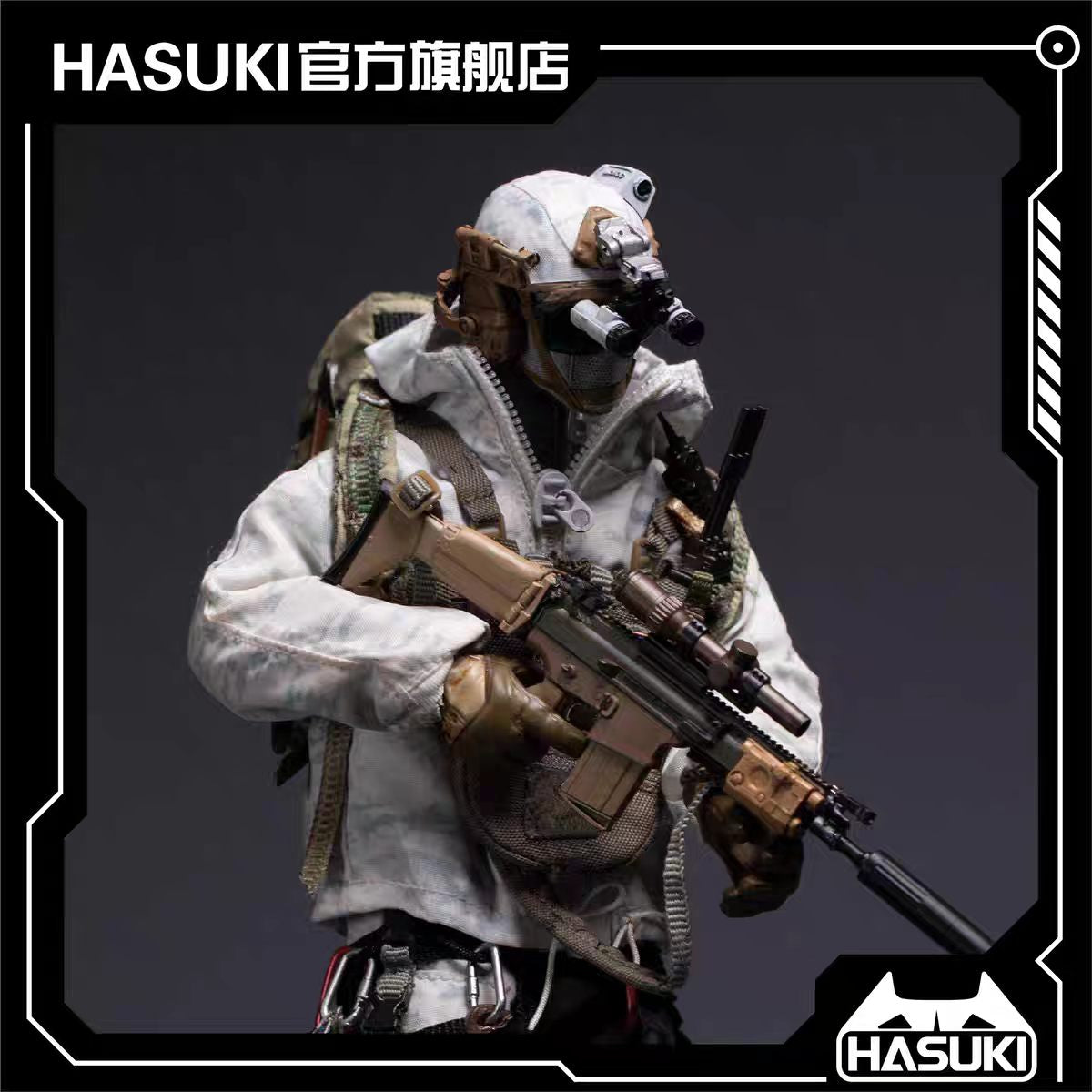 [In Stock] HASUKI 1/12 Black Ops Camouflage Articulated Action Figure Special Forces