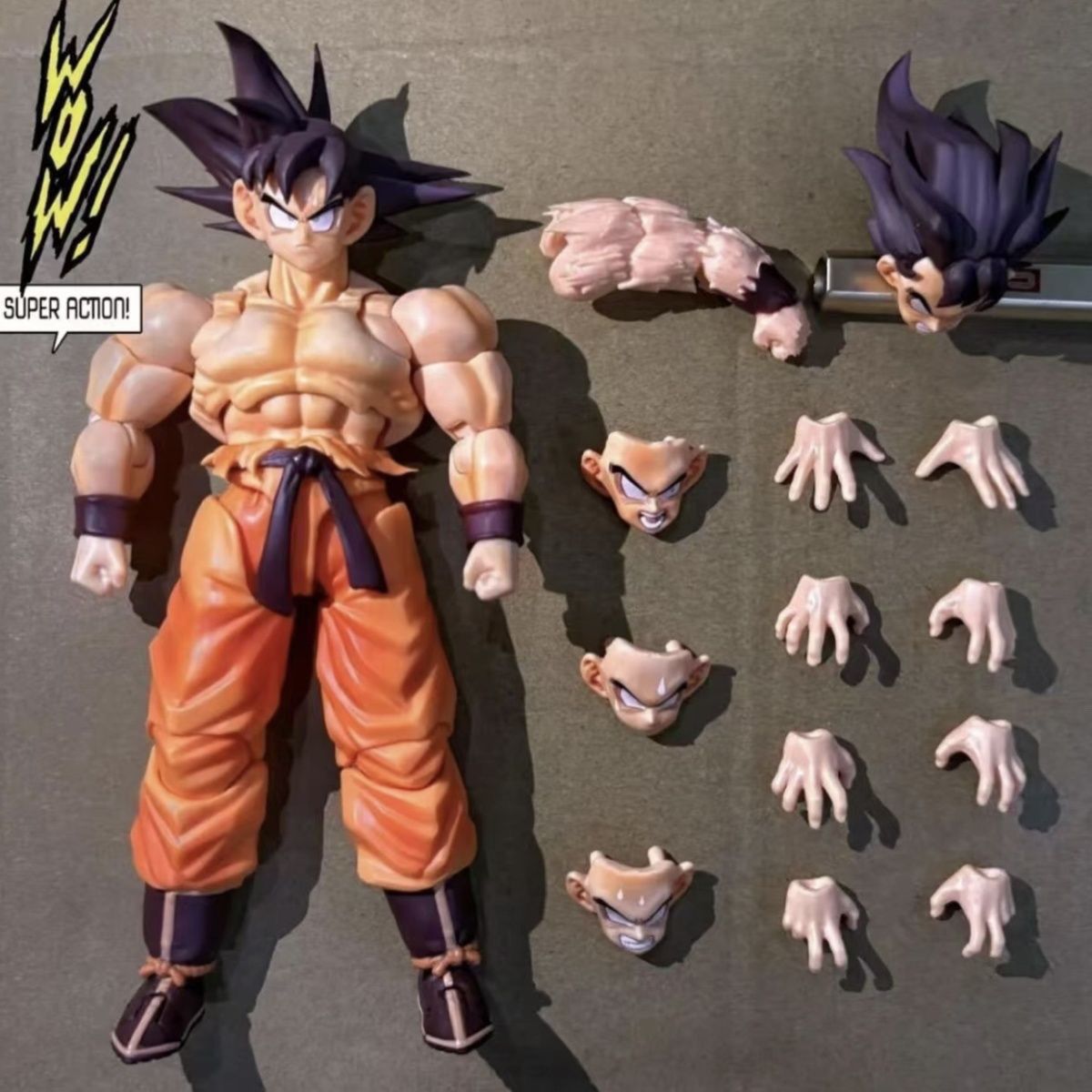 【Instock items.】Wow Super Action First Duel King Ken Kong Super Saiyan Goku 1/12 Figure Can be made by hand