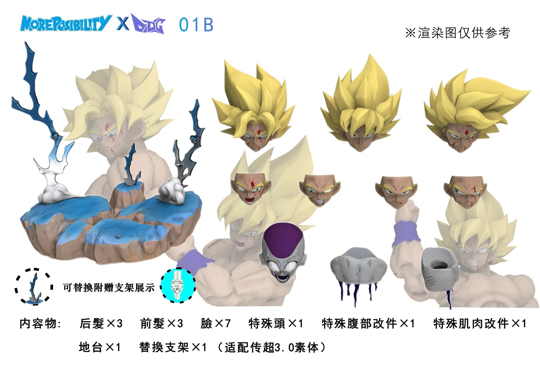 【Pre-Order】More possibility &amp; DDG Studio Super Saiyan Head Sculpt Accessory Pack