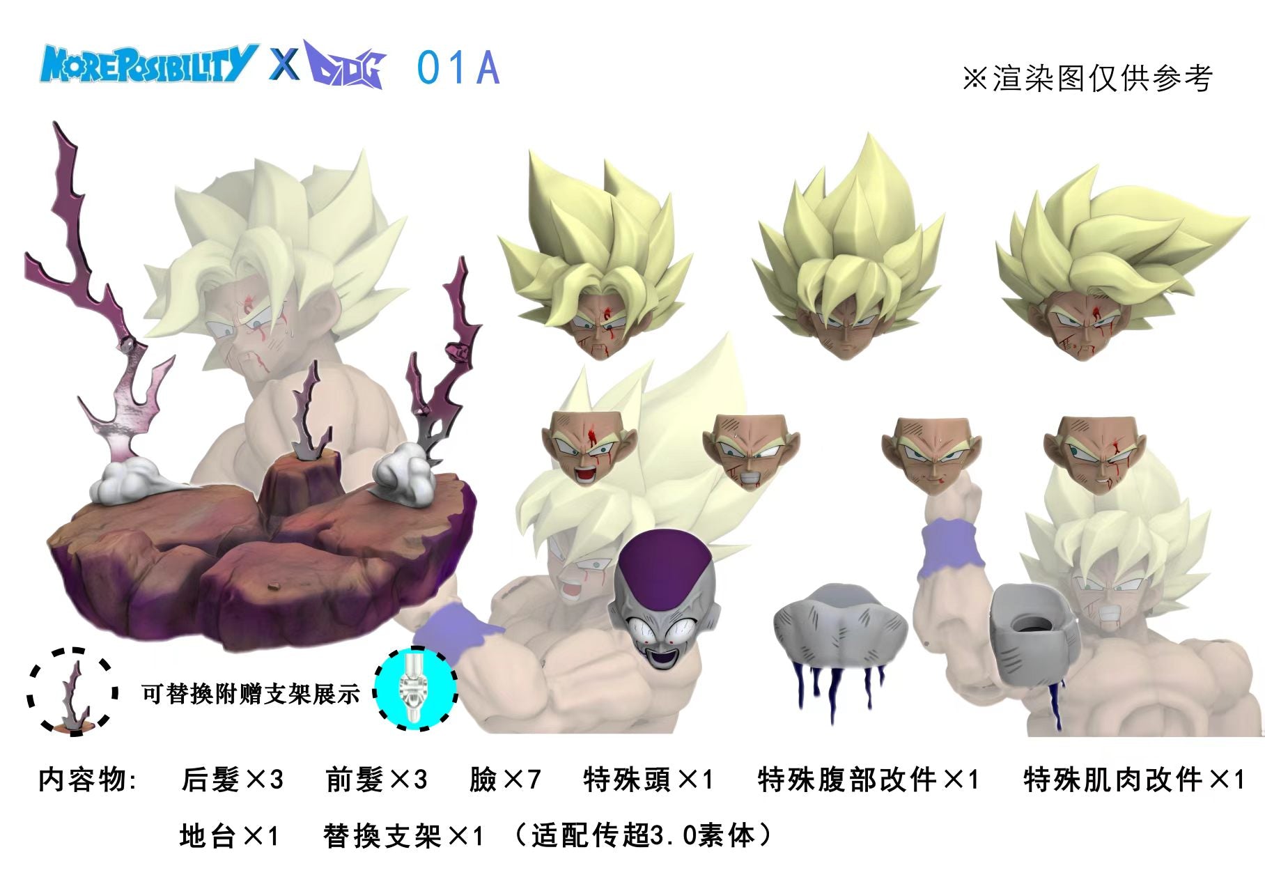 【Pre-Order】More possibility &amp; DDG Studio Super Saiyan Head Sculpt Accessory Pack